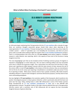 What to Reflect When Purchasing a First-hand CT scan machine