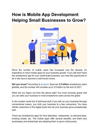 How is Mobile App Development Helping Small Businesses to Grow?