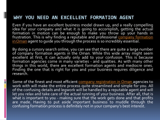 Why You Need an Excellent Formation Agent