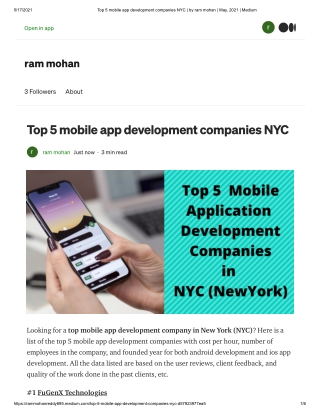 Top 5 mobile app development companies NYC