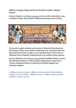Offshore Company Setup and Service Provider in India- Industry Experts