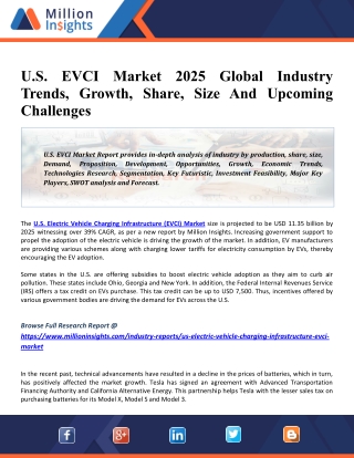 U.S. EVCI Market By 2025 Global Key Players, Trends, Share, Industry Size