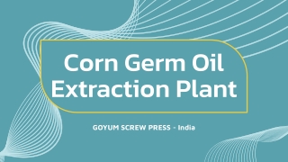 Corn Germ Oil Extraction Plant