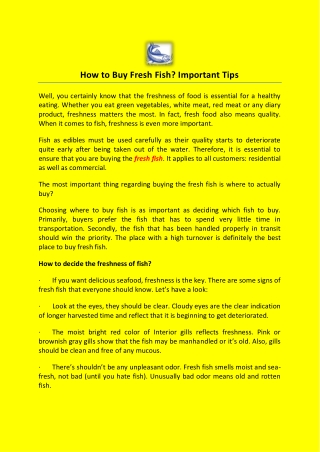 How to Buy Fresh Fish? Important Tips