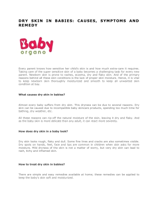 DRY SKIN IN BABIES CAUSES, SYMPTOMS AND REMEDY