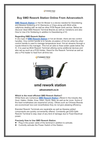 Buy SMD Rework Station Online From Advancetech