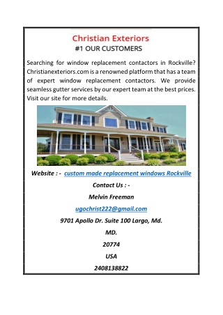 Custom Made Replacement Windows Rockville | Christianexteriors.com