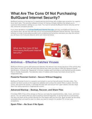 What Are The Cons Of Not Purchasing BullGuard Internet Security?