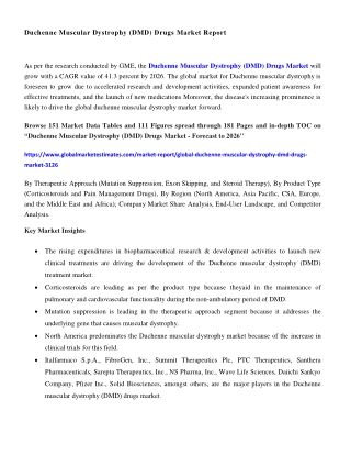 COVID-19 Impact on Global Duchenne Muscular Dystrophy (DMD) Drugs Market