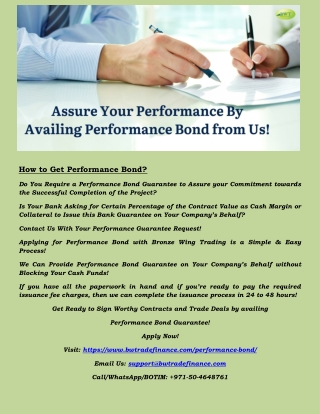 Performance Bond Providers - Performance Bank Guarantee