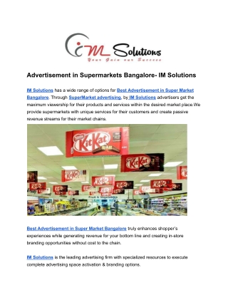 Advertisement in Supermarkets Bangalore- IM Solutions