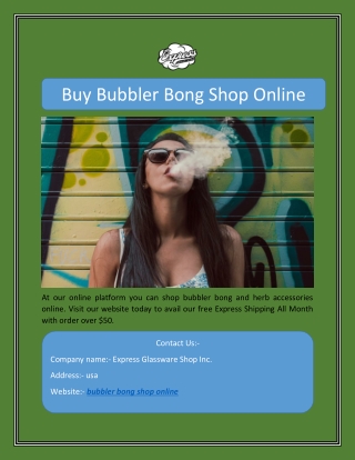 Buy Bubbler Bong Shop Online
