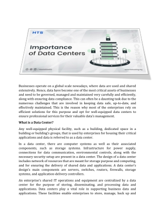 Importance of Data Centers