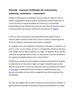 Granada - anuncios clasificados de restaurantes, cafeterías, comedores – restaur