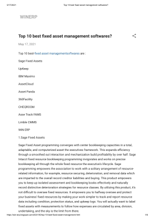 Top 10 best fixed asset management softwares_