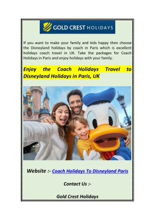 Enjoy the Coach Holidays Travel to Disneyland Holidays in Paris, UK