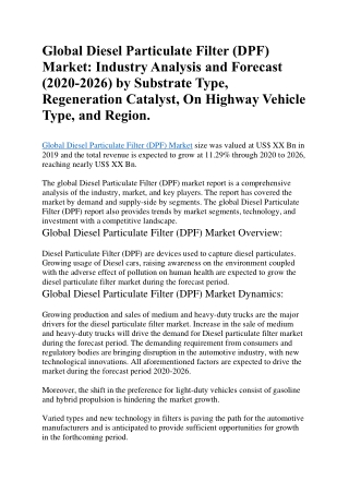 Global Diesel Particulate Filter