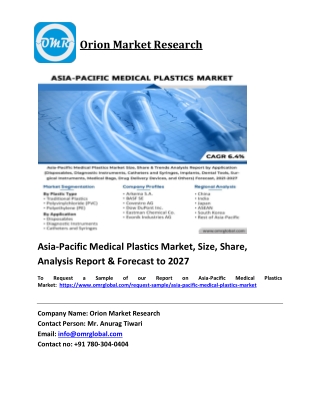 Asia-Pacific Medical Plastics Market Trends, Size, Competitive Analysis and Fore