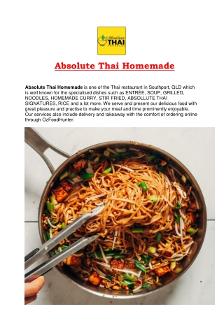 5% Off – Absolute Thai Homemade Menu Southport, QLD