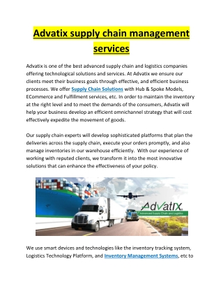 Advatix supply chain management services