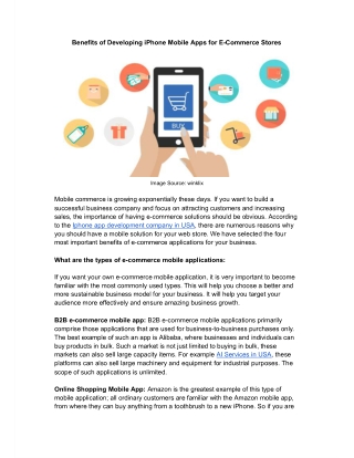 Benefits of Developing iPhone Mobile Apps for E-Commerce Stores