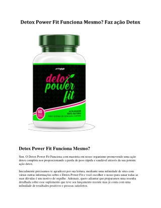 Detox power fit Funciona Mesmo