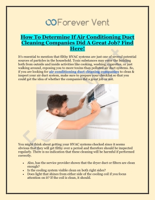 Best Air Conditioning Duct Cleaning Companies | Forever Vent