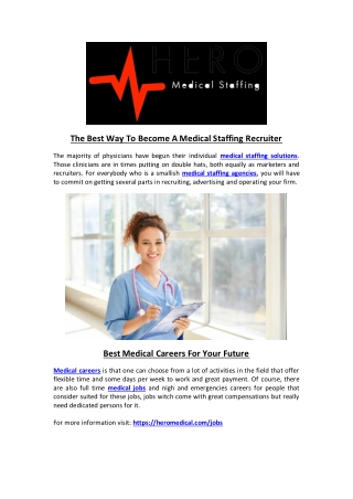 The Best Way To Become A Medical Staffing Recruiter