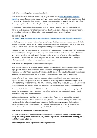 Body Worn Insect Repellent Market