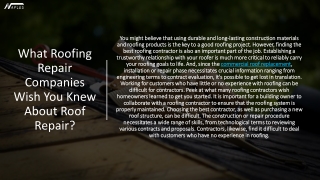What Roofing Repair Companies Wish You Knew About Roof Repair