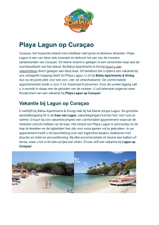 Bahia Apartments & Diving - Playa Lagun Curaçao