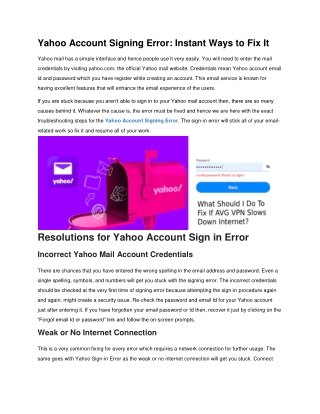 Yahoo Account Signing Error: Instant Ways to Fix It