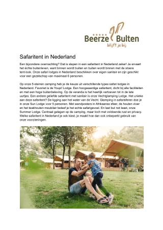Beerze Bulten - Safaritent Nederland
