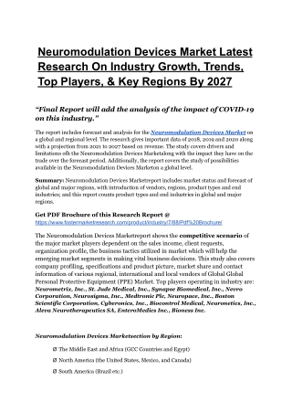 Future Scope Of Neuromodulation Devices Market By Top Key Players