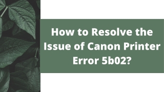 How to Resolve the Issue of Canon Printer Error 5b02