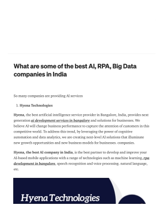 What are some of the best AI, RPA, Big Data companies in India