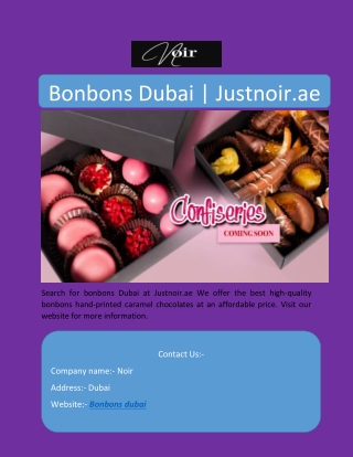 Bonbons Dubai | Justnoir.ae