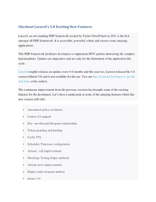 Checkout Laravel’s 5.8 Exciting New Features
