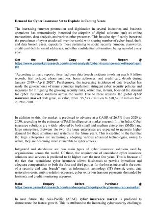 Covid-19 Impact on Cyber insurance Market CAGR Rapidly Growing in Coming Years