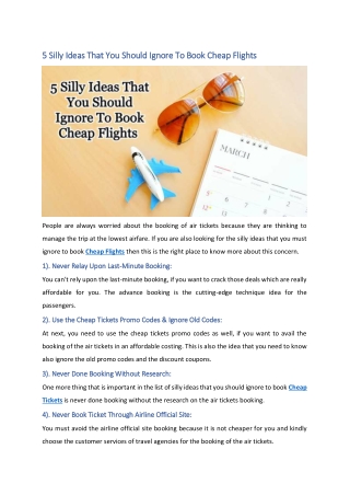 5 Silly Ideas That You Should Ignore To Book Cheap Flights