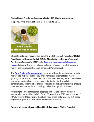 Global Food Grade Isoflavones Market 2021 by Manufacturers Forecast 2026