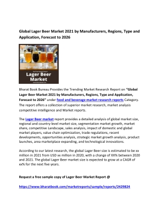 Global Lager Beer Market 2021 by Manufacturers Forecast 2026