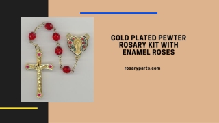 Gold Plated Pewter Rosary Kit with Enamel Roses