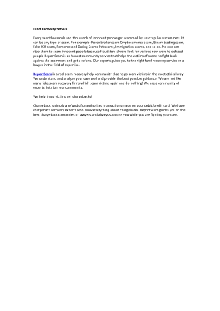 Fund Recovery Service