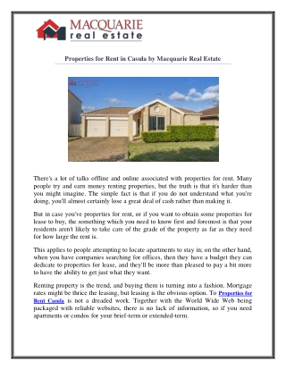 Properties for Rent Casula