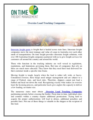 Oversize Load Trucking Companies