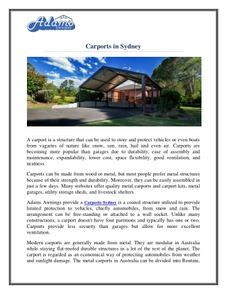 Carports Sydney