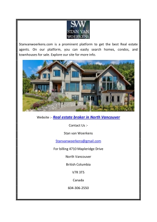 Real Estate Broker in North Vancouver | Stanvanwoerkens.com