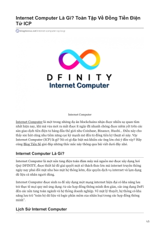 Internet Computer Là Gì? Toàn Tập Về Đồng Tiền Điện Tử ICP