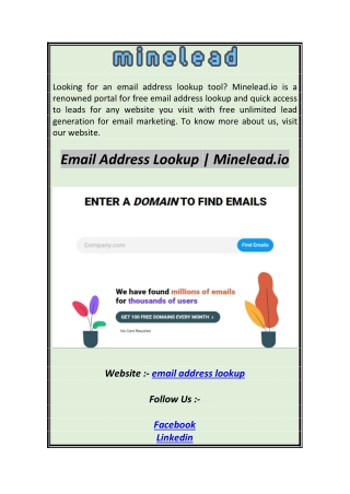 Email Address Lookup  Minelead.io